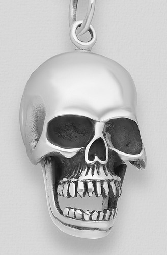 Sterling silver skull - skull, pendant