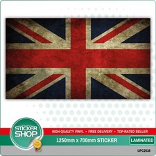 HUGE 1.25M X 0.7M COOL UNION JACK FLAG, LAMINATED STICKER UK GREAT BRITAIN