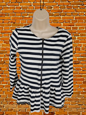 WOMENS ZARA TRAFALUC UK MEDIUM BLACK MIX BRETON STRIPE PEPLUM CASUAL JACKET COAT