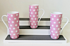 Ethos, Pink Polka Dot Design Tall Latte Mugs - Set of 3