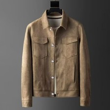Measured Laid Flat Vacation Leather Short Jackets Lapel Collar Long Sleeve