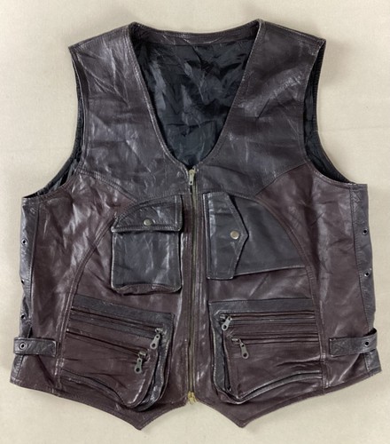 Vintage leather biker vest - vintage,