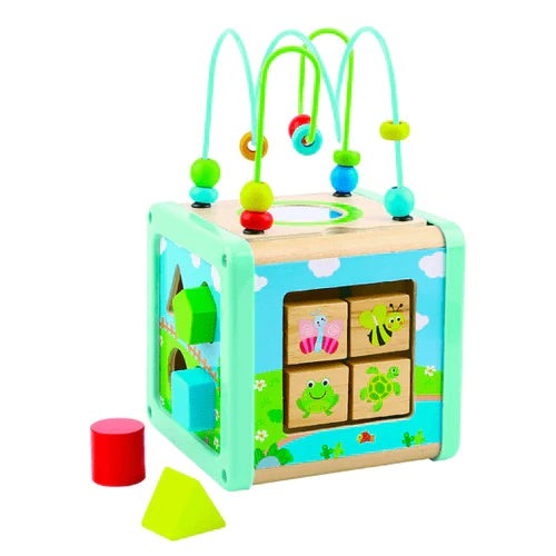 Wooden tooky toy play cube - wooden,
