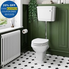 Traditional Low Level Toilet WC Soft Close Seat White Gloss Bathroom