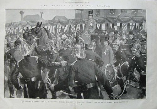 Old antique print 1900 general - antique,