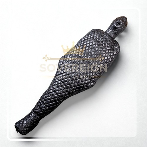 Black quilted leather full - quilted,