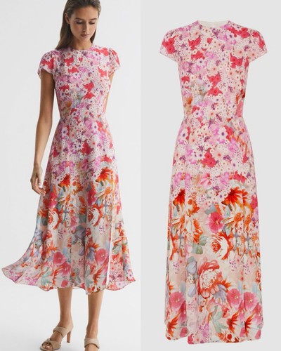 Reiss ivy floral print midi - print,