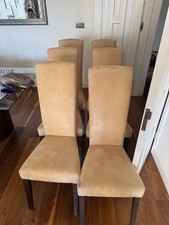 Dining Chair Set 6 Pieces Cream Suede