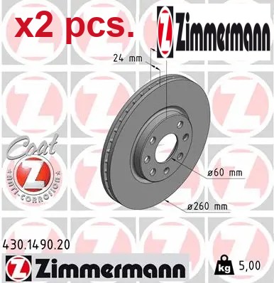 Pcs front brake disc - x2,