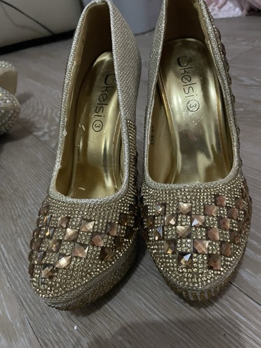 Gold sparkly prom shoes - shoes, size