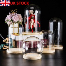 UK Glass Display Dome Bell Jar Cloche Wooden Base Figure Action Gift Table Decor