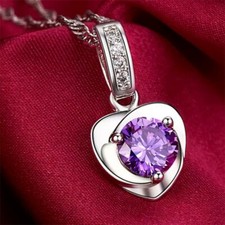 Crystal Purple Heart Pendant