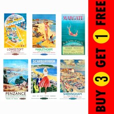 VINTAGE RETRO HOLIDAY TRAVEL RAILWAY POSTERS CITY COUNTRY PHOTO PRINT WALL ART!'