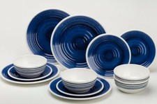 Flamefield Blue Azure Camping Caravan 12 Piece melamine Dinner Set AZ0116