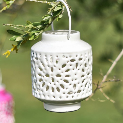 Ornate white iron hanging - white,