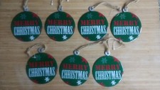 7 weighty flat disc baubles metal christmas decorations merry Christmas