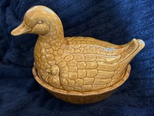 Vintage Brown Duck On Nest Egg Holder