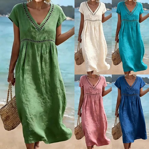Ladies neck linen cotton - uk, v