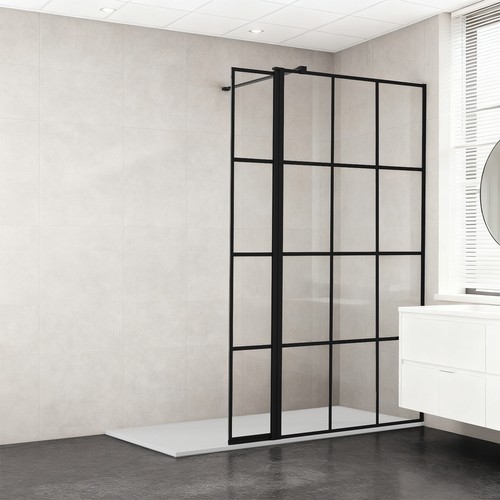 Black grid shower screen - grid, walk