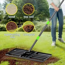 Heavy Duty Garden Lawn Levelling Rake Lute Landscaping Rake w/ Adjustable Handle