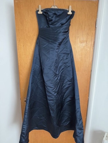 Navy blue satin bridesmaid - satin,