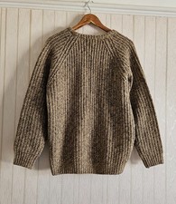 Men's P G Field Mottled Beige/Brown Chunky Knit Sweater or Jumper Size L