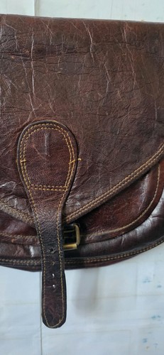 Brown leather saddle bag - brown,