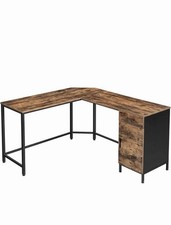Vasagle Corner Desk, L-Shaped Computer Desk, Office Desk with Cupboard & Draws