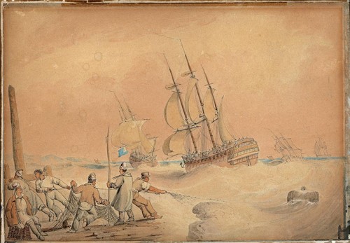 Naval ships off coastline - naval,