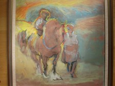 Michael Coote 1931 Workhorse Horse Painting 20thC Oil on Canvas mixed media