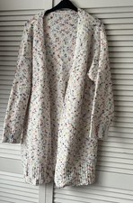 Sheen White Rainbow Fleck Confetti Open Long Cardigan Chunky Knit XL (XXL)