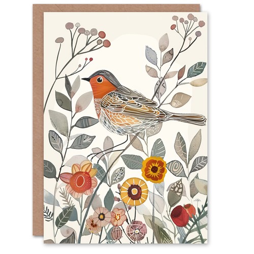 Greeting card robin - robin, bird