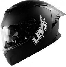 Lev3® FullFace Dual Visor SOLID Motorcycle Helmet Black