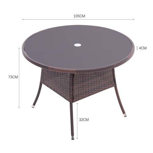 Round rattan garden table with - table,