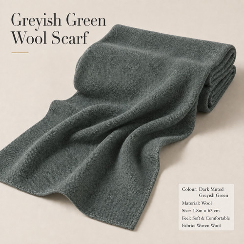 Greyish green wool scarf soft - greyish,