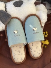 Peanuts Snoopy House Slippers Blue M/L US 9-10 Cozy Indoor Shoes Japan