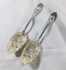 Fancy Pair of English Sheffield Sterling Dixon & Sons 1911 Serving Spoons-8 3/8"