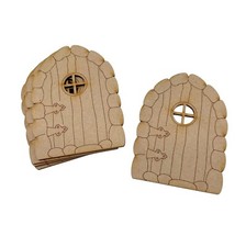5 Pack MDF 10.5cm  Wooden Fairy Pixie Door Plain Blank Craft Shapes  Flat CS