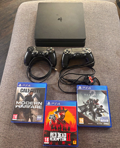 Sony playstation slim black - playstation, 4
