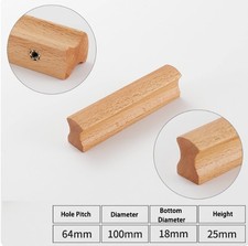 Beech Wooden Cabinet Pulls Handles Kitchen Wardrobe Drawer Handle Door Knobs