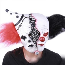 Clown Creepy Double Face Scary Halloween Latex Mask Horror Split Personality