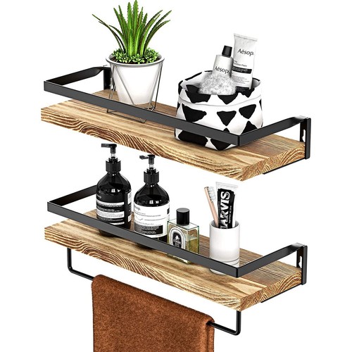 2pcs wooden floating shelves - wooden,