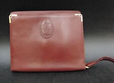 Cartier Must Line Bag Bordeaux Red Leather Bi-Fold Length 18cm x Width 22cm