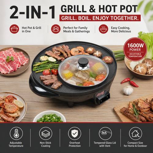 1600w 36cm multi cooker - 36cm,