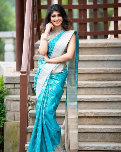 Indian cotton silk saree with - indian,