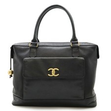 CHANEL Coco Ball Mark Tote Bag, Large Tote, Handbag, Caviar Leather, Black