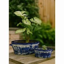 Set of 2 Blue and White