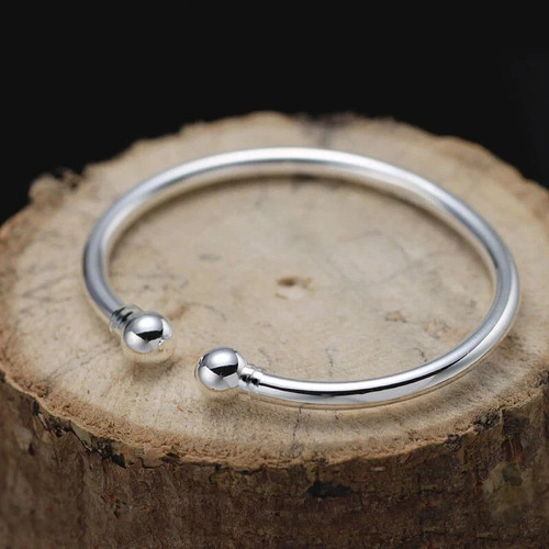 Silver smooth torque bangle - torque,