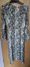Tkmaxx Midi Animal Print Grey White Black Dress Asymmetrical Hem Size UK10 BNWOT