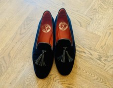 Stunning Penelope Chilvers Black Velvet Smoking Slippers Size 41 - Rarely Worn 